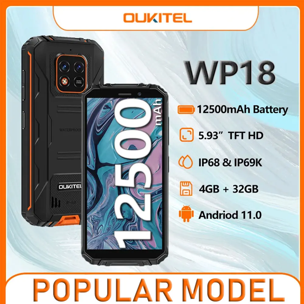 OUKITEL WP18 12500mAh Battery Rugged Smartphone 4GB+32GB 5.93