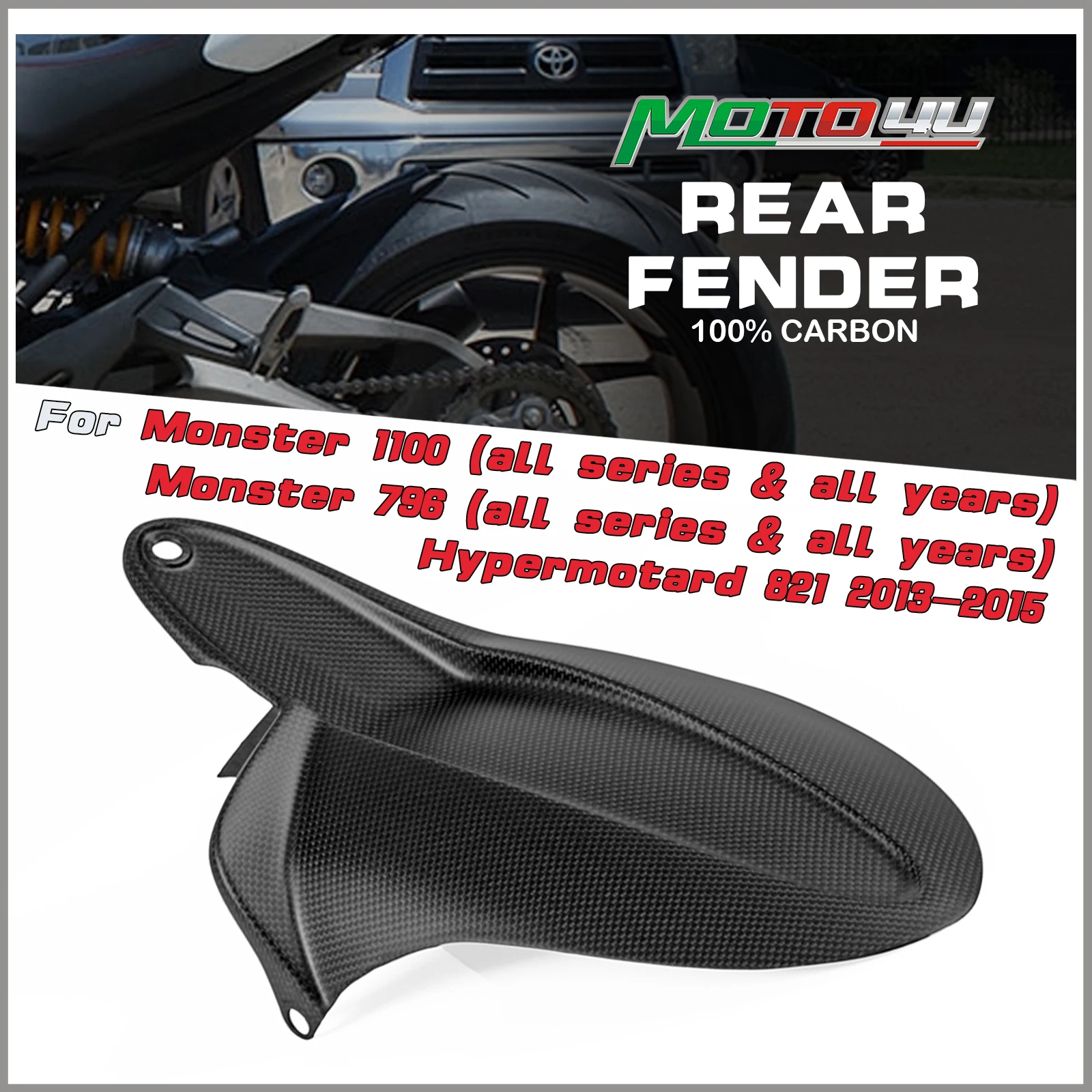 

Real Carbon Fiber Rear Hugger Mudguard Fairing Matt For DUCATI Monster 1100 796 All Years Hypermotard 821 2013-2015