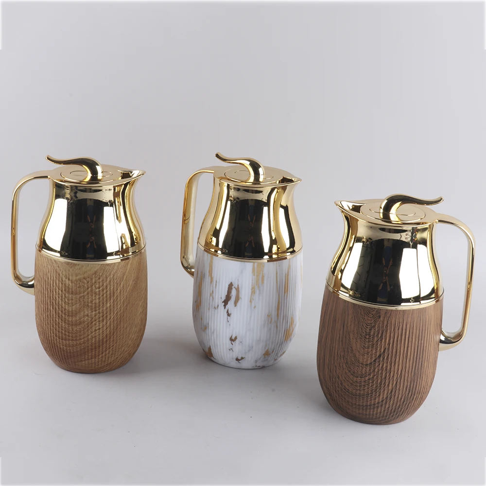 Arabic Royal Design 1.0L Thermos Vacuum Flask Teapot Dallah Coffee Flask With Golden Top