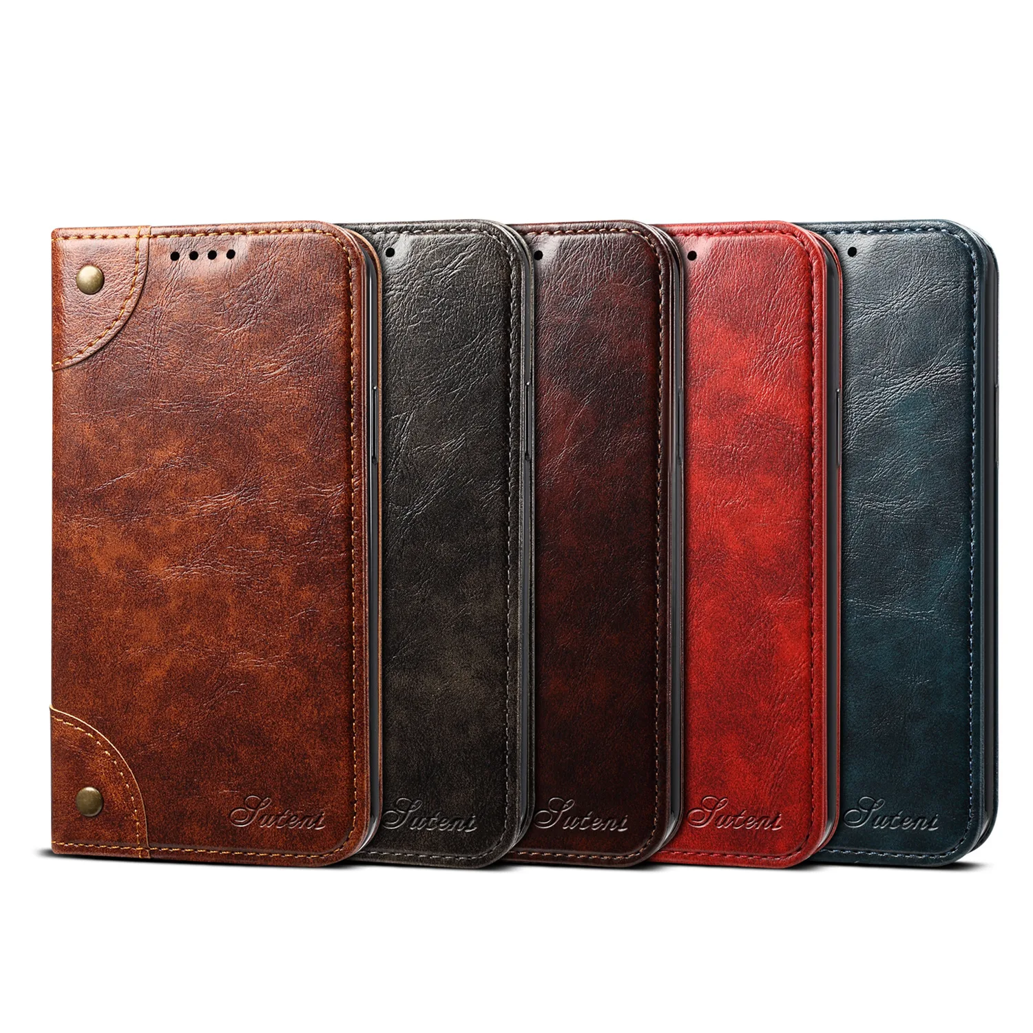 Classic Wallet Flip Genuine Leather Case For Iphone 16 15 14 13 12 11 Pro X Xs Max Xr 8 Plus Magnetic Book Flip Phone Cover Bag