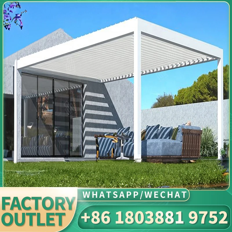 

Retractable roof shade outdoor terrace conservatory patio awning folding canopy restaurant aluminum motorized louvered pergola