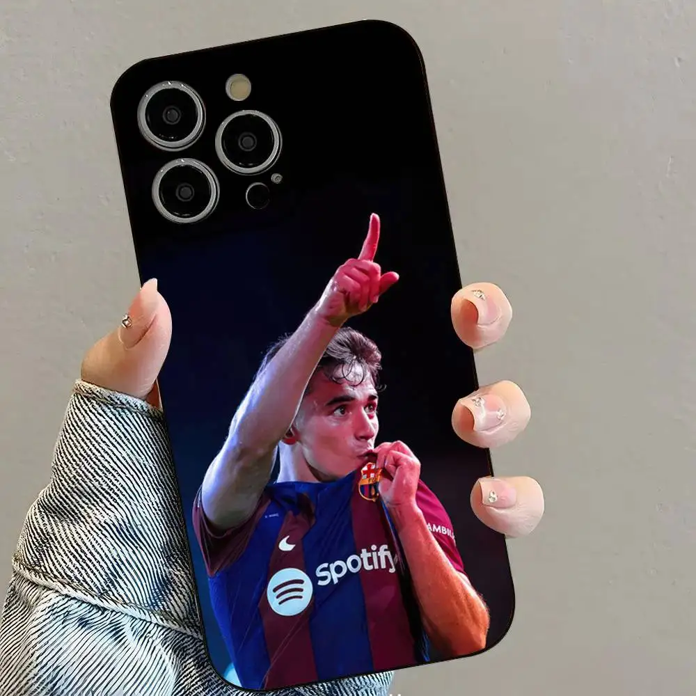 جراب هاتف Gavi Pedri لهاتف IPhone17 16 15 14 13 Pro Max 11 12 غطاء سيليكون أسود صغير