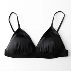 Traceless Premium Silk Thin Triangle Cup Bra and Underpants Bra&Brief Set for Small Breast Women Satin Bra Thin Breathble