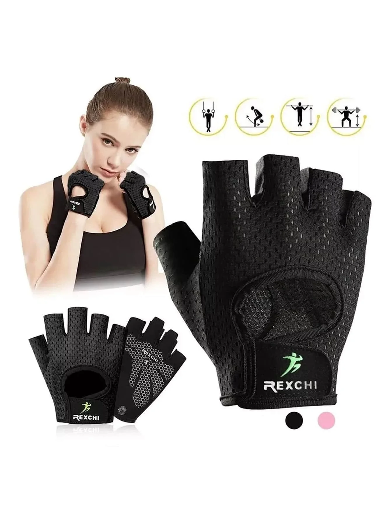 Fitness gloves Sports palm protection dumbbell weightlifting men and women cycling wear breathable non-slip half finger gloves