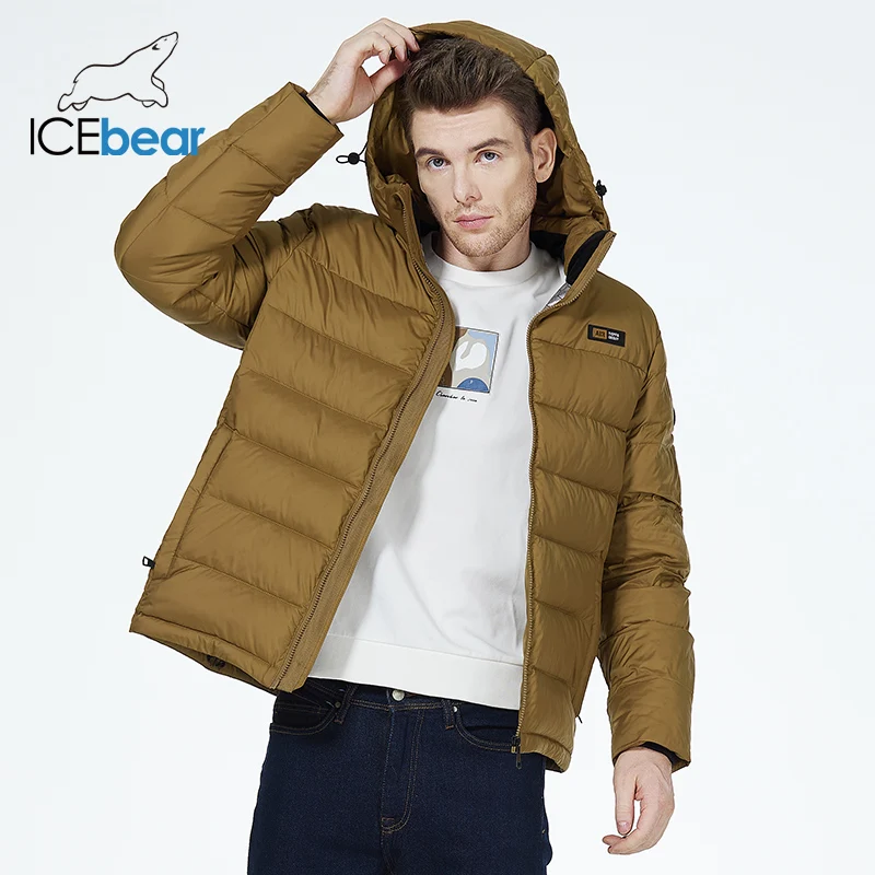 ICEbear 2023 new men casual jacket short Padded Jacket Windproof Outdoor for Winter Coat MWD3013I