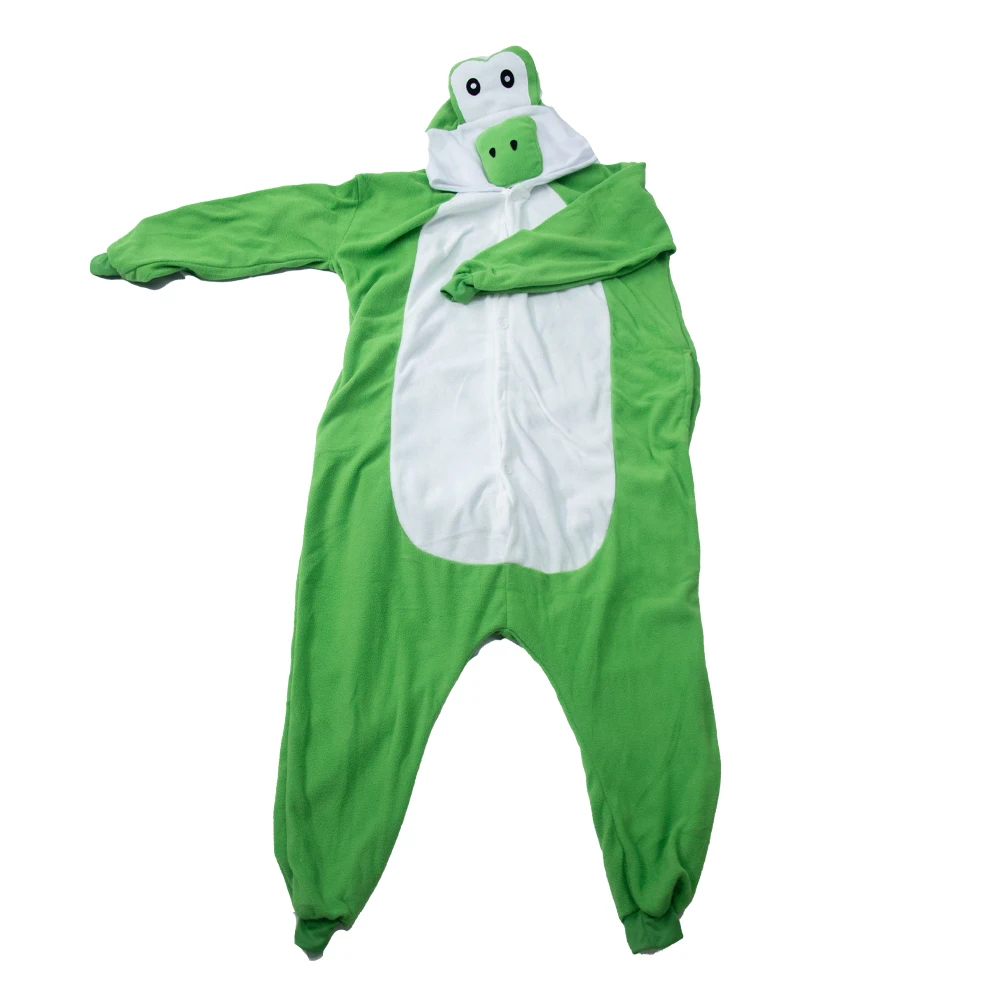 HKSNG Kigurumi Adult Yoshi Onesie Cosplay Costume Anime Green Frog Pajamas Halloween Party Jumpsuits Pyjamas