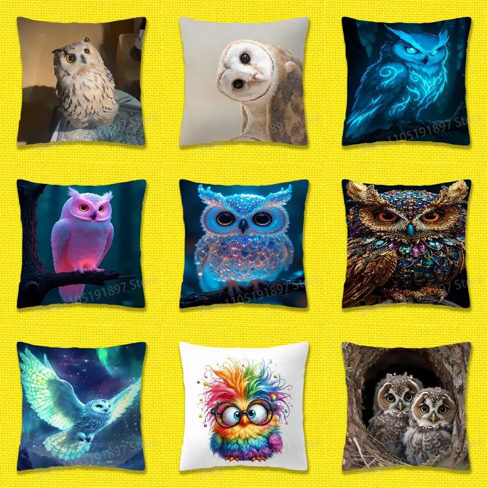 

Nighthawk Night Owl Bird Throw Pillow Case For 50x50cm 30x30cm 55x55cm 45x45cm 40x40cm Square Bed Pillowcase Cover