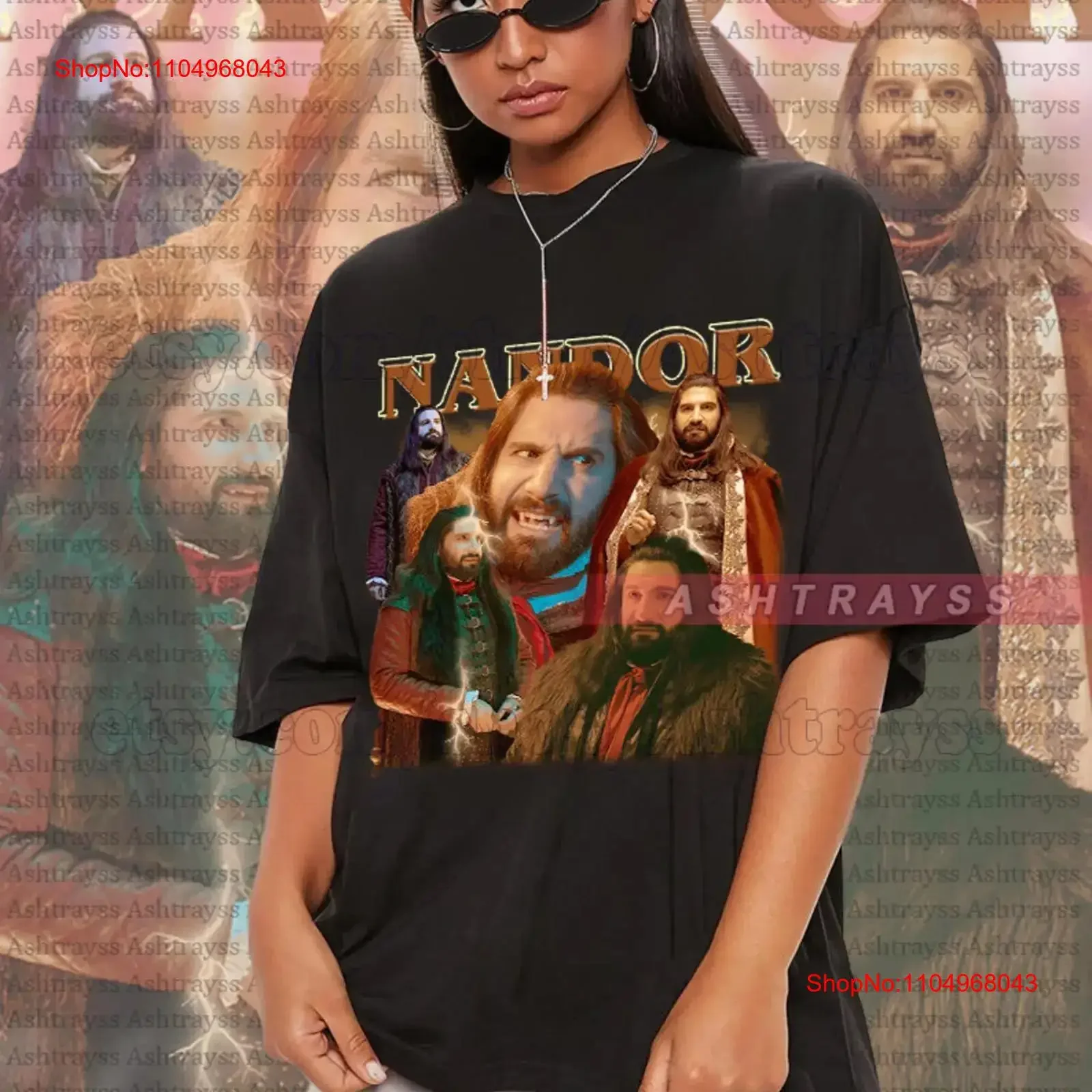 

Винтажная футболка Kayvan Novak as Nandor Bootleg, винтажная стираная мягкая унисекс, растянутая дизайнерская одежда с графикой