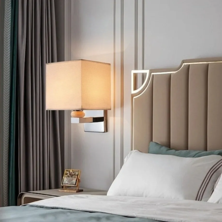 Pantalla LED de tela con foco giratorio, lámpara de pared E27, luz de lectura para dormitorio, cabecera, Hotel, decoración del hogar, candelabro de pared