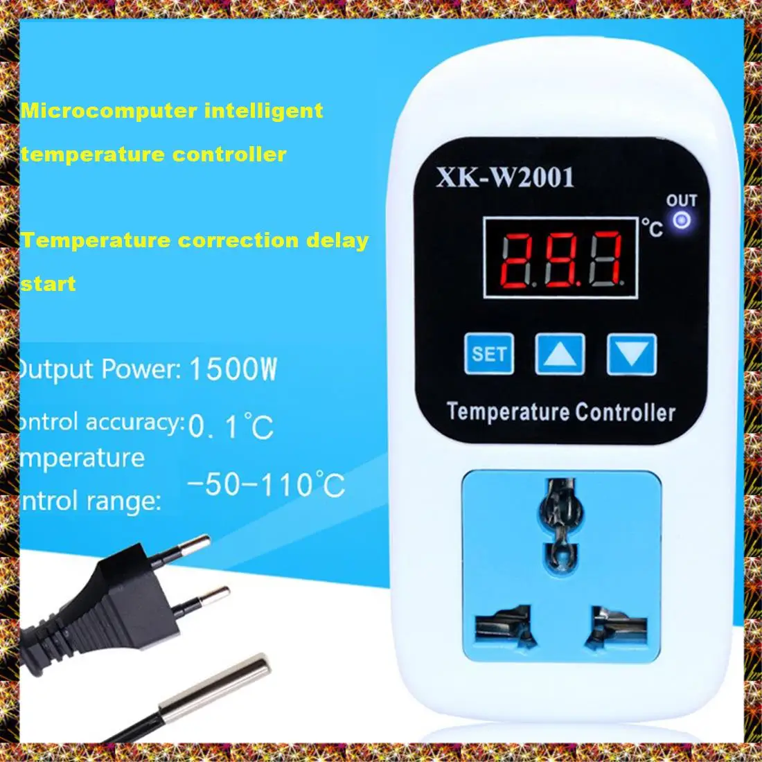 BTCL XK-W2001 controlador de temperatura Digital enchufe AC 110-220V termostato regulador enchufe con Sensor NTC