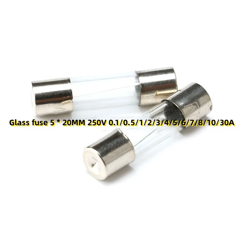 100PCS Glass fuse 5 * 20MM 250V 0.1/0.5/1/2/3/4/5/6/7/8/10/30A