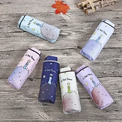 Windproof Anti UV Folding Umbrella Little Prince Umbrella Mini Pocket Umbrellas Black Coating Girl Small Umbrellas Protable