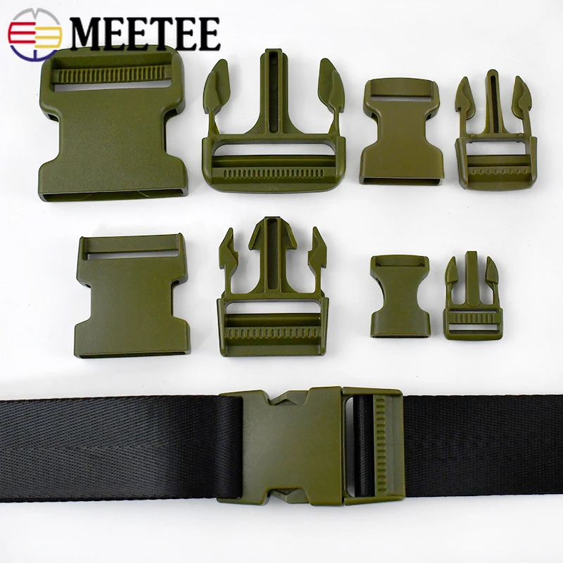 5Pcs 20/25/37/50mm ArmyGreen Plastic Release Buckle Bag Strap Side Cilp Hook Webbing Adjust Buckles Pet Collar Clasp accessories