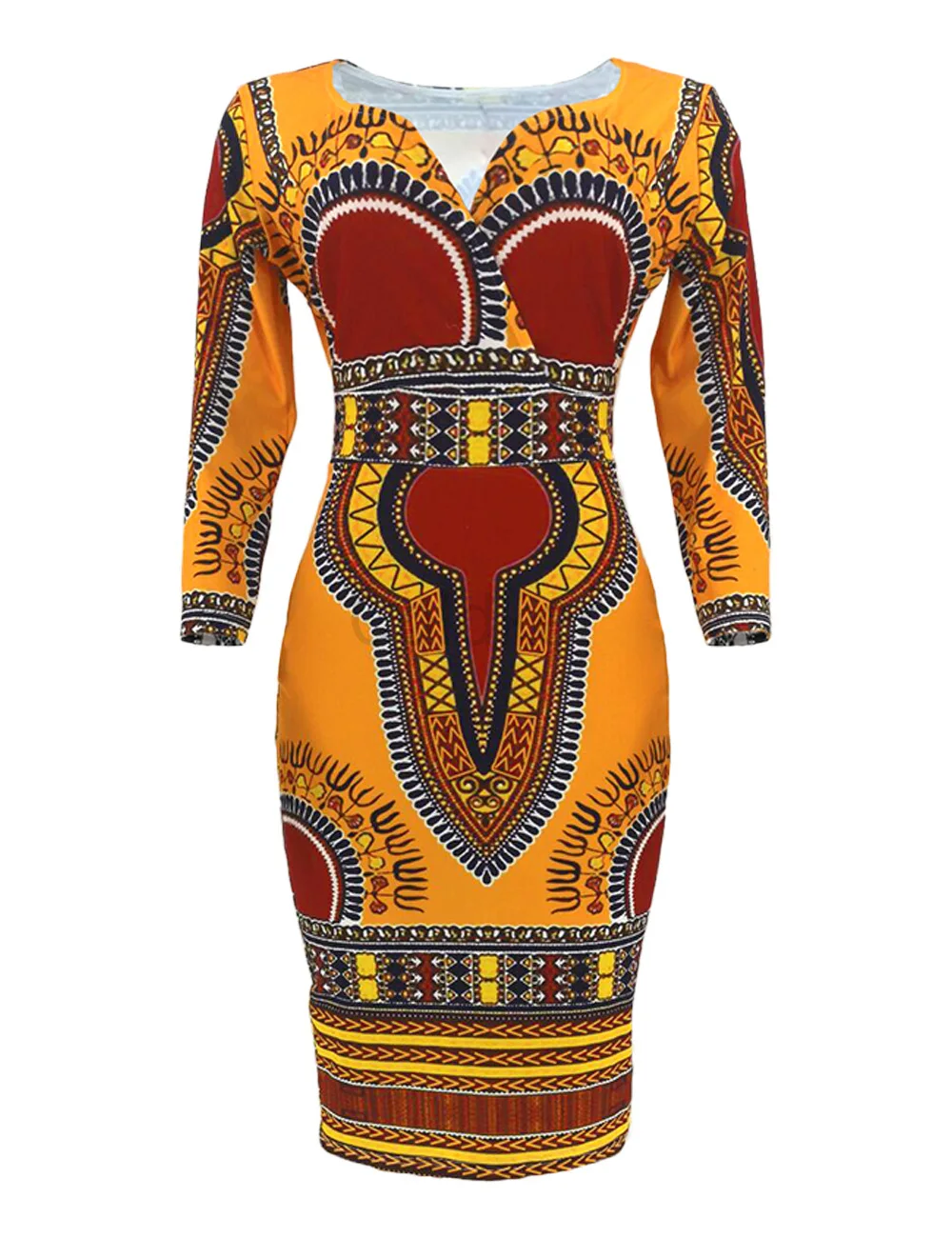 African Dresses for Women Cosplay Costume Dashiki Print Tribal Ethnic Fashion V-neck Ladies Clothes Casual Sexy Dress Robe Party