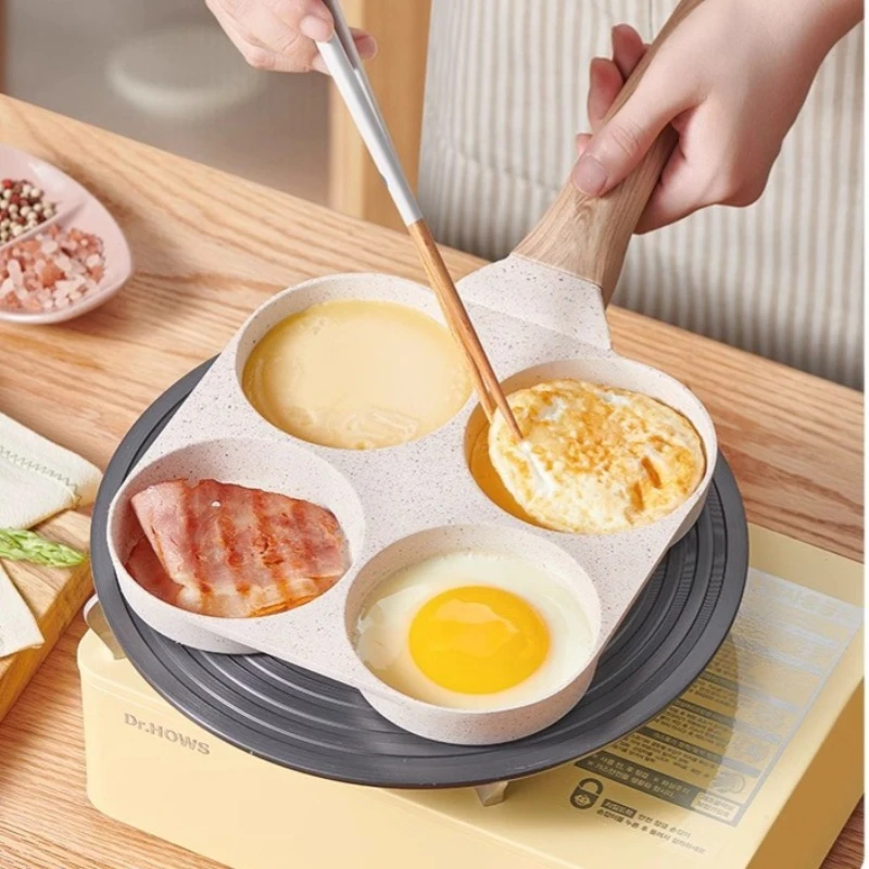 

Multi Functional Macmillstone Non Stick Pan, Four Hole Egg Burger Frying Pan, Induction Cooker Gas Universal, Mini Frying Pan
