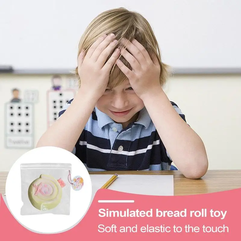 Fidget Squeeze Toy Bread Roll Decompress Toy Silicone Stress Relief Fidget Adults Pinching Accessories For Home Kid Play House