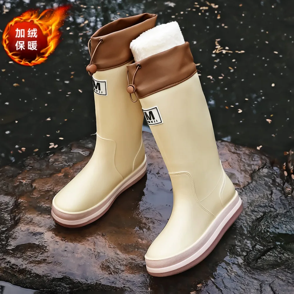 2026 احذية المطر النساء المضادة للانزلاق الاتجاه خفيفة الوزن أحذية المطر الناعمة في الهواء الطلق الصيد سميكة وحيد أحذية مضادة للماء موضة مريح 2024 #5