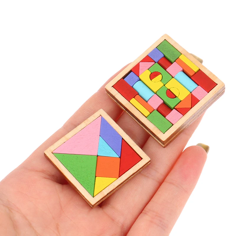 1Set Dollhouse Miniature Accessories Mini Simulation Color Building Blocks Tangram Model Doll DIY Decor Accessories Toy