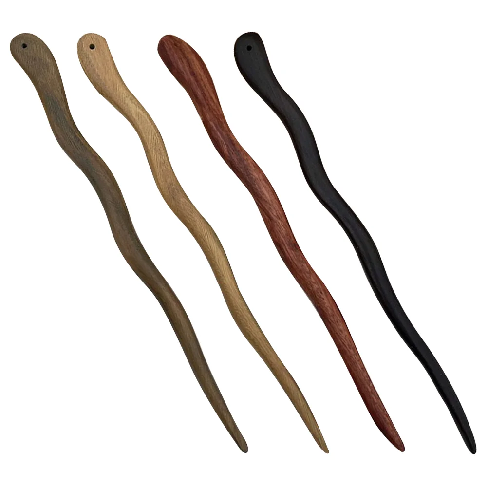 

4 Pcs Original Color Hair Pin Sticks for Long Bun Accessories Women Chopsticks up Chinese Wood Styling Women's