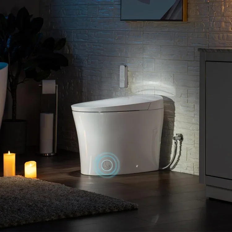 

B0970S One Piece Elongated Smart Tankless Bidet Toilet, ADA Height, Auto Flush, Foot Sensor Operation, Heated Seat