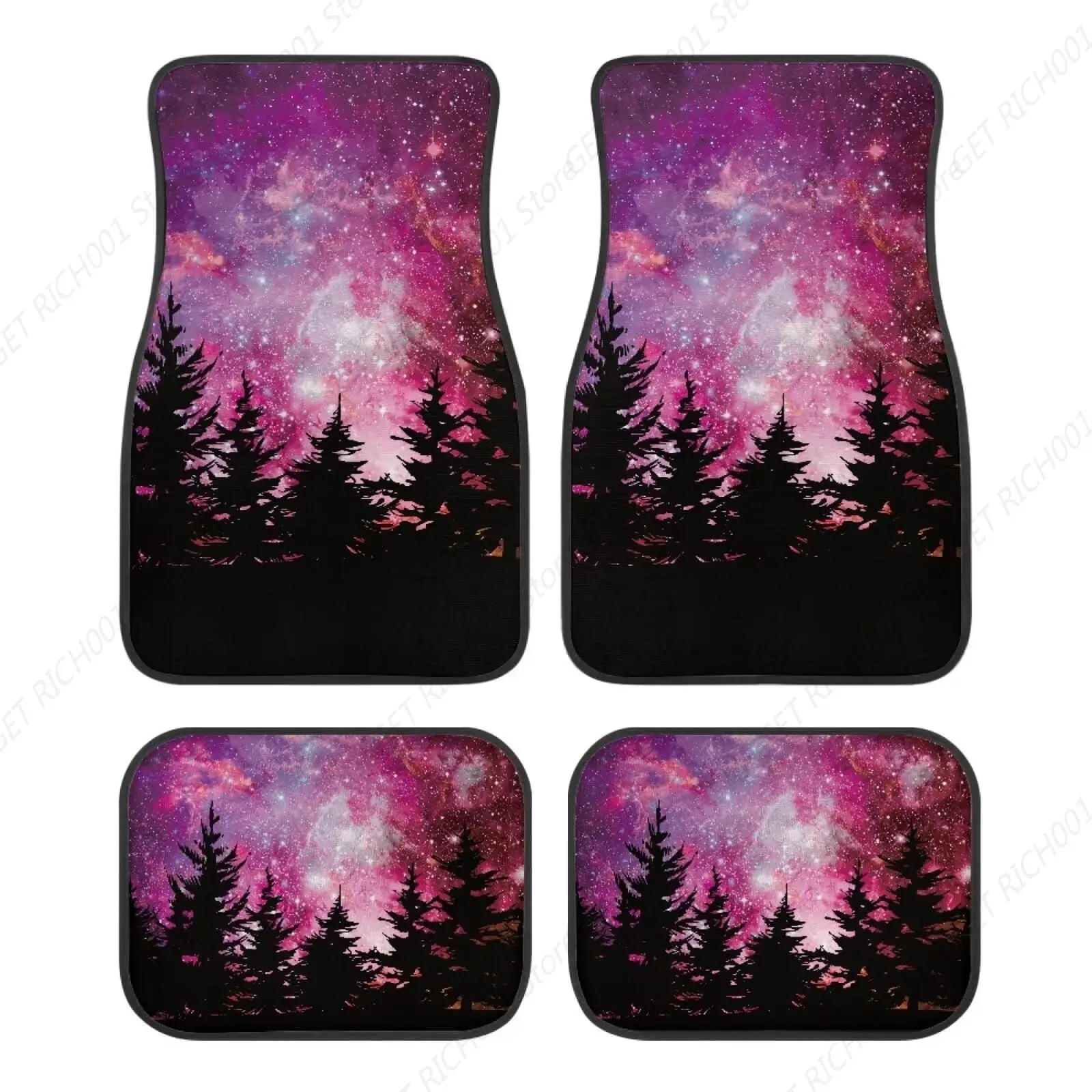 Forest Purple Galaxy Auto Front Rear Floor Carpets Universal Fit Car Floor Mats 4 Pieces Set For Automative