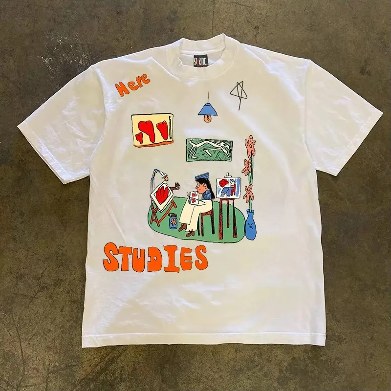 Creative Simple Printing Harajuku Style Oversize Trendy Pure Cotton 260g Little Chen Story Multi-Purpose Handkerchief