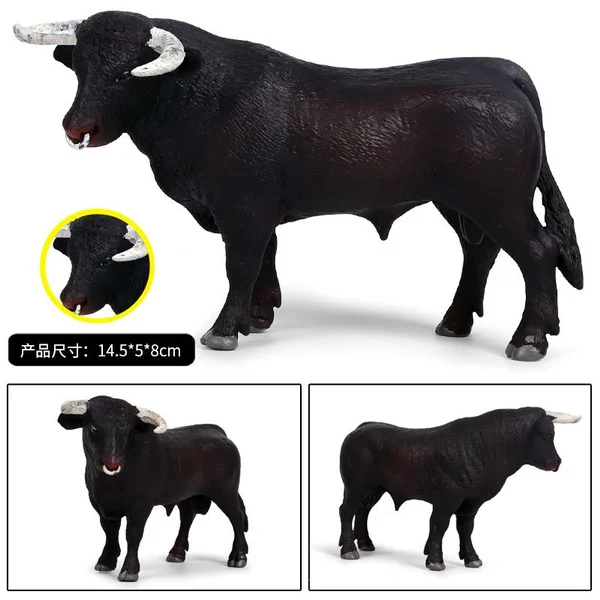 Solid wildlife world model black bull buffalo children's cognitive model toy accessories