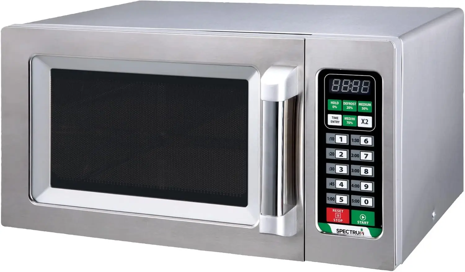 Commercial-Grade Microwave Oven, .9 Cubic Feet, Silver,5 Power Levels,Hoose From 10 Preset Cooking Programs