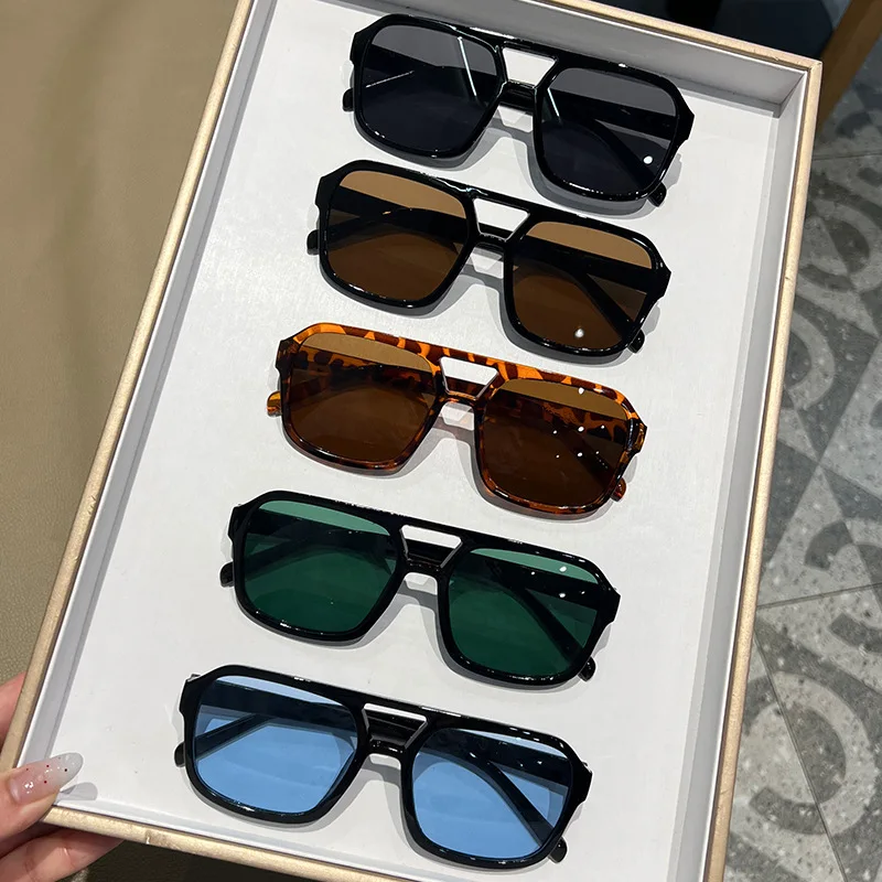 Square Big Frame Sunglasses for Men and Women Lightweight Frame Black Yellow Sun Glasses with UV Protection Glasses