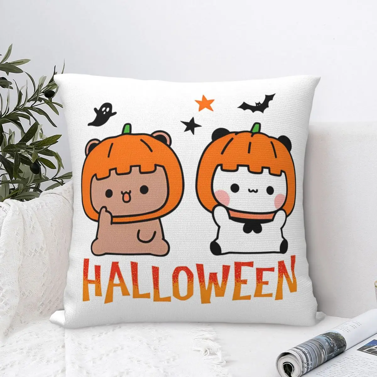 Bears Bubu Dudu In Love Halloween Pumkin Pillowcase Soft Cushion Cover Decoration Throw Pillow Case Cover Home Zippered 18''