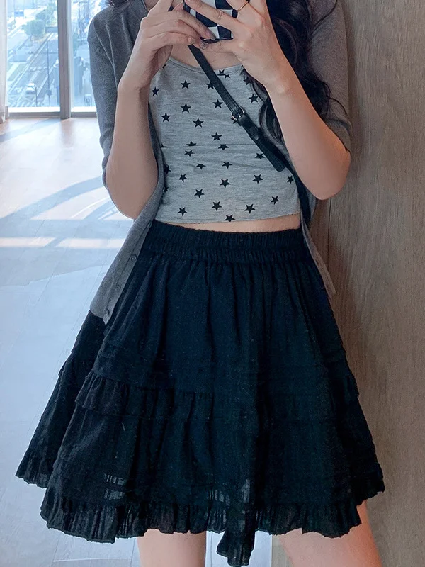 Gonna torta carina ort A-Line f Body Estate da donna Dr Prevenire l'esposizione Balletto Sle Balza Vita alta Pizzo Casual