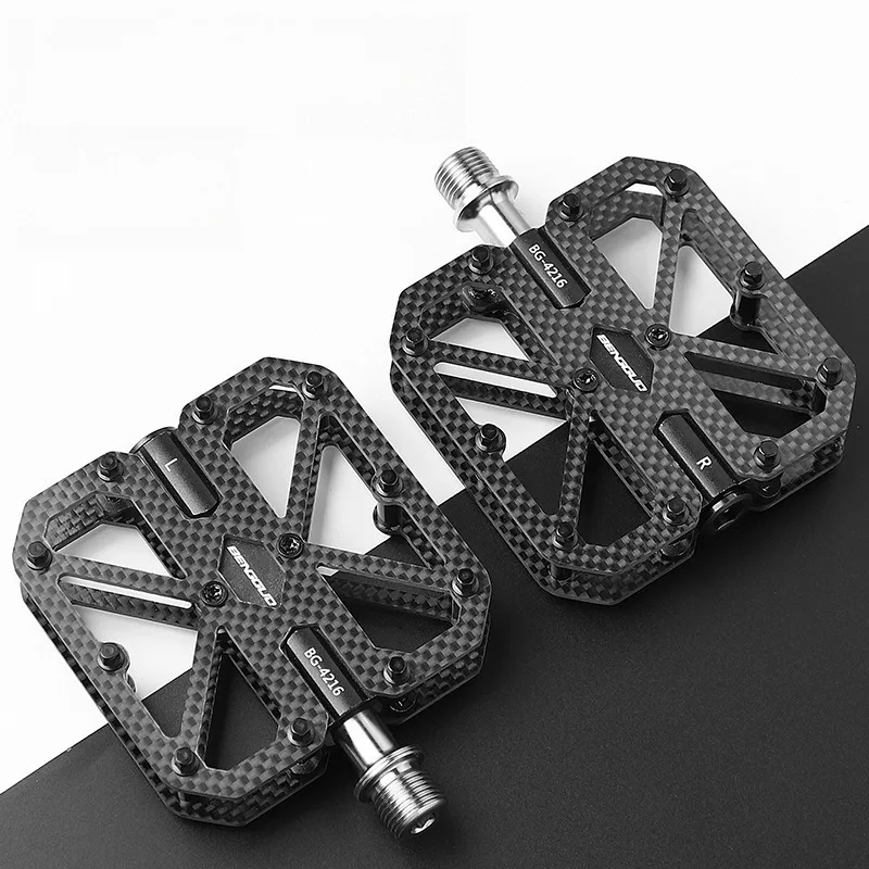 Mountain Road Bicycle Carbon Fiber Pedals Triperine Bearing Anti-slip Wider Waterproof Bicycle Pedal Dust-proof Bicycle Parts