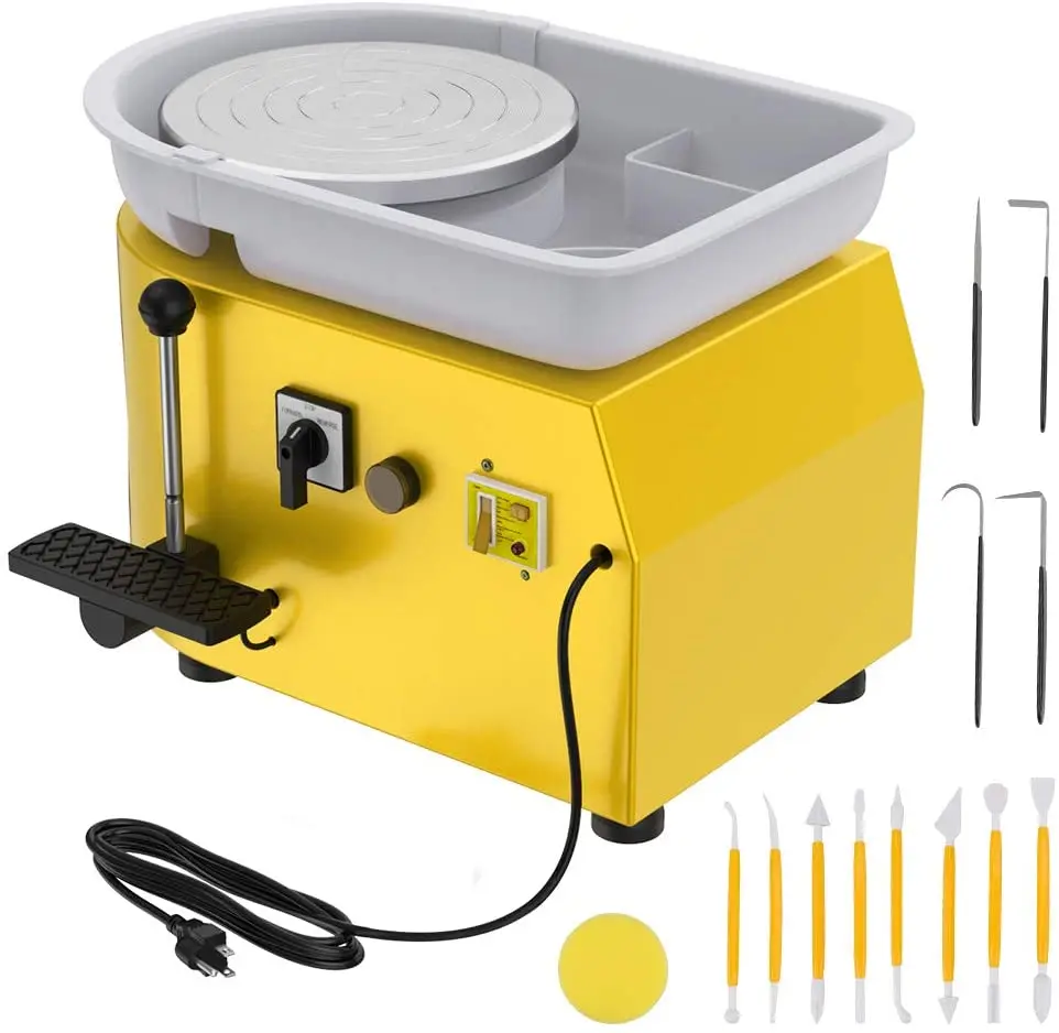 

Съемная раковина из АБС-пластика 350 Вт, 25 см, с регулируемым рычагом, гончарным колесом и ножками, педалью, электрическим гончарным колесом