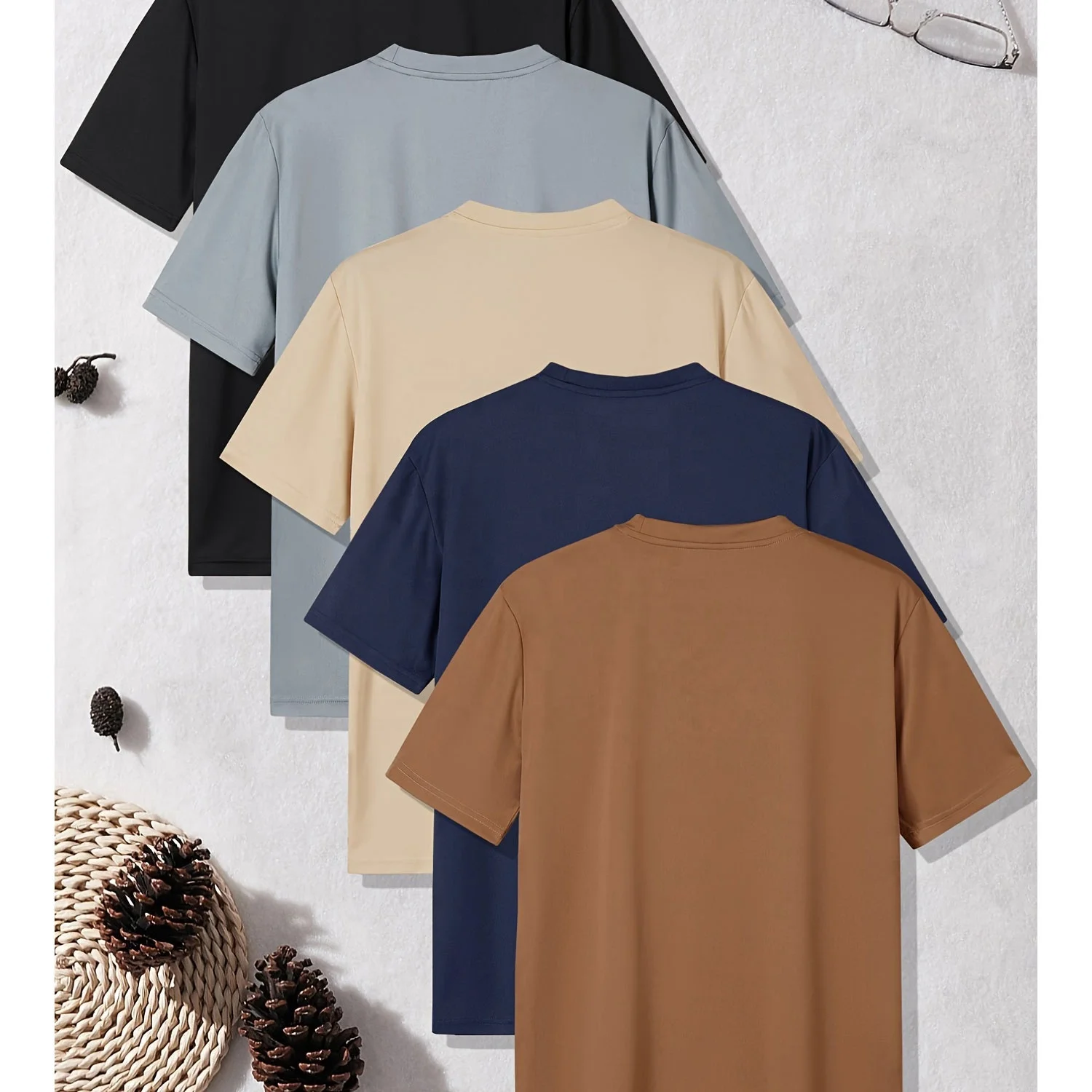 Printed breathable top clothings vintage tshirt Casual plain blank 5pcs sets custom colors short sleeves for men