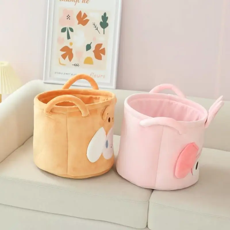 Sanrio Cartoon Handheld Storage Bucket Plush Home Desktop Snack Storage Basket Miscellaneous Toy Sorting Storage Basket