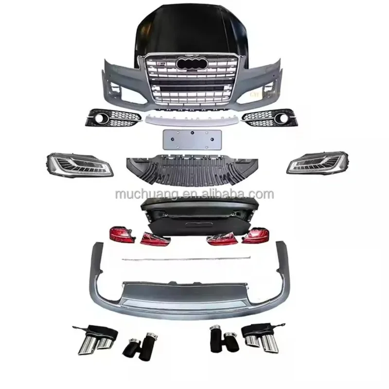 High Quality PP Material A8 2011-2013 Upgrade to RS8 Style Body Kit With Front Bumper Rear Bumper Side Skirts Car Body Kit