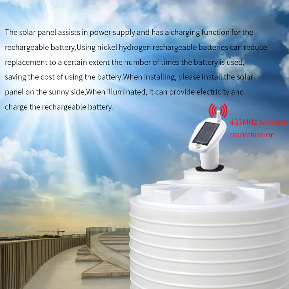 Medidor de nivel de líquido de tanque de agua inalámbrico ultrasónico, alarma alta/Baja, Monitor de nivel de agua, Sensor de nivel de agua
