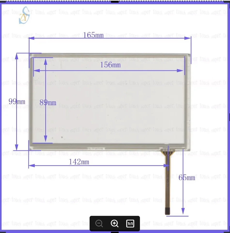 

ZhiYuSun 165mm*99mm KL-TP-2075 7 inch 4-wire resistive touch panel for Car DVD, 165*99 GPS Navigator screen