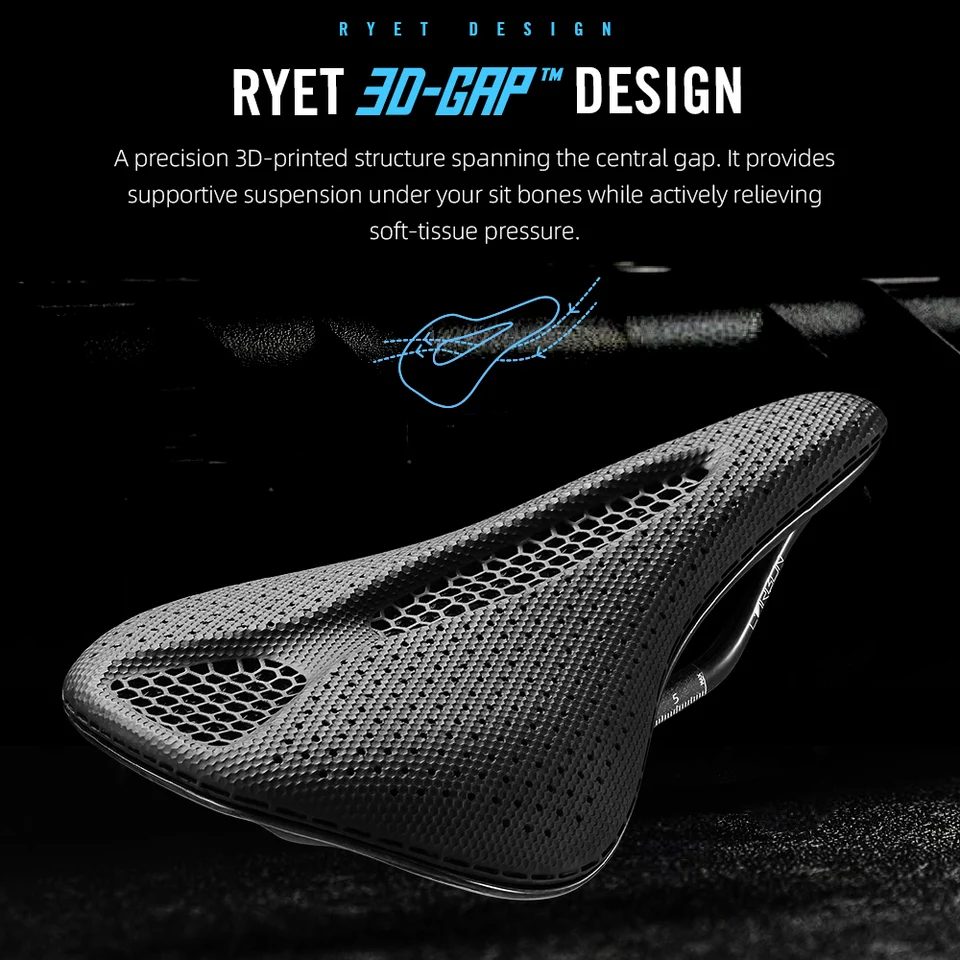 RYET Full Carbon 3D Printed Saddle 145/155mm 160-227g Oval 7x9mm