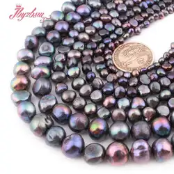 3-4,5-7,8-9mm Natural Black Freeform Freshwater Pearl Stone Beads For DIY Necklace Bracelet Earrings Jewelry Making Strand 14.5