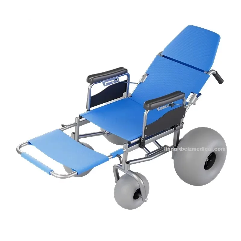 Пляжная инвалидная коляска с откидной спинкой для путешествий, пляжная инвалидная коляска с ограниченными возможностями, 16 дюймов, воздушный шар, 12 дюймов, воздушные шины для мягкого песка-BZ-AR01