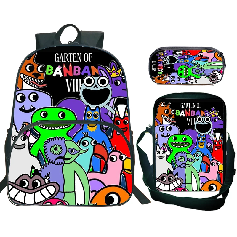 

3Pcs Garten Of BanBan Backpack Set Boys Girls Funny Cartoon School Bag Waterproof Bookbag Large Capacity Children Backpacks Gift