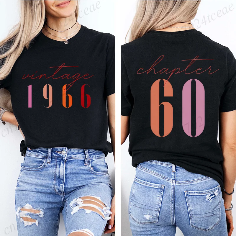 الكلاسيكية 1966 الجرافيك طباعة موضة المرأة تي شيرت خمر 60th عيد ميلاد المرأة الجمالية تي شيرت 60 عيد ميلاد عادية تي شيرت