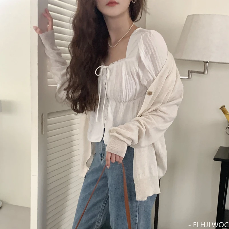 New Cute Chic Doll Design Crop Tops Hot Women Summer 2024 Korea Japan Style Retro Vintage Solid White Button Short Shirt Blouse