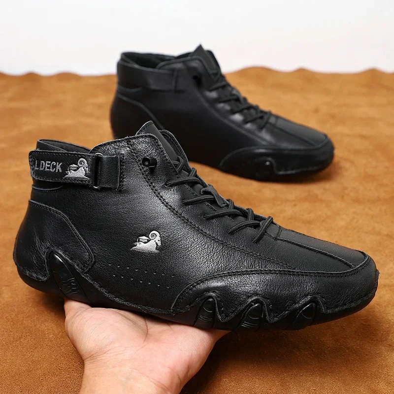 Men Boots Casual Motorcycle Winter Shoes 2024 Waterproof High Top Sneakers Luxury Footwear Size 35-49