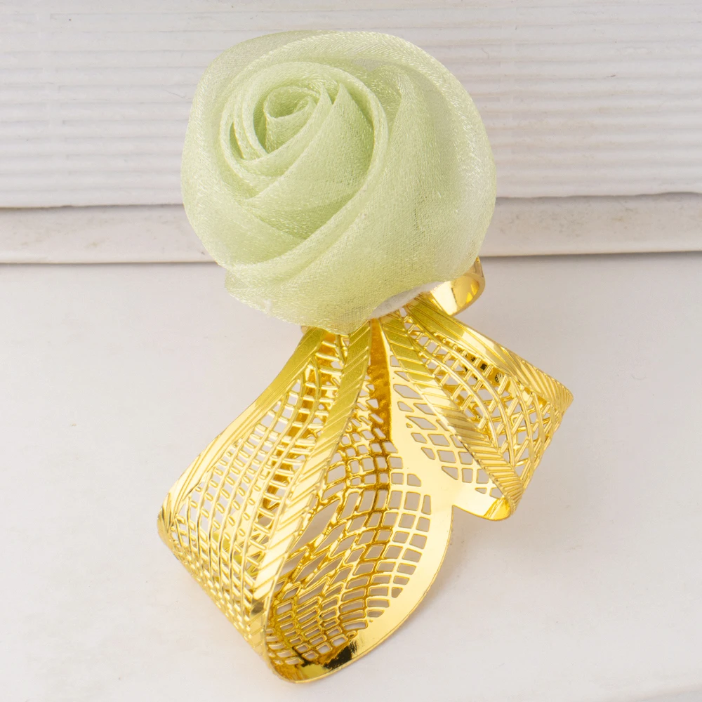 Woman Luxuury Earrings Ring Set Green Rose Shape Jewelry Set Trend Earrings Plated Ring Apply to Party Wedding Banquet