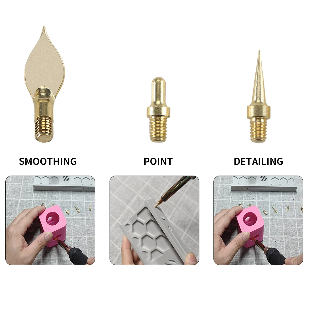 9PCS Heat Insert Nut Iron Tip Hot Melt Heat Set Insert Tool Soldering Iron Tip 3D Printing Modify Finishing Brass Thread Embed