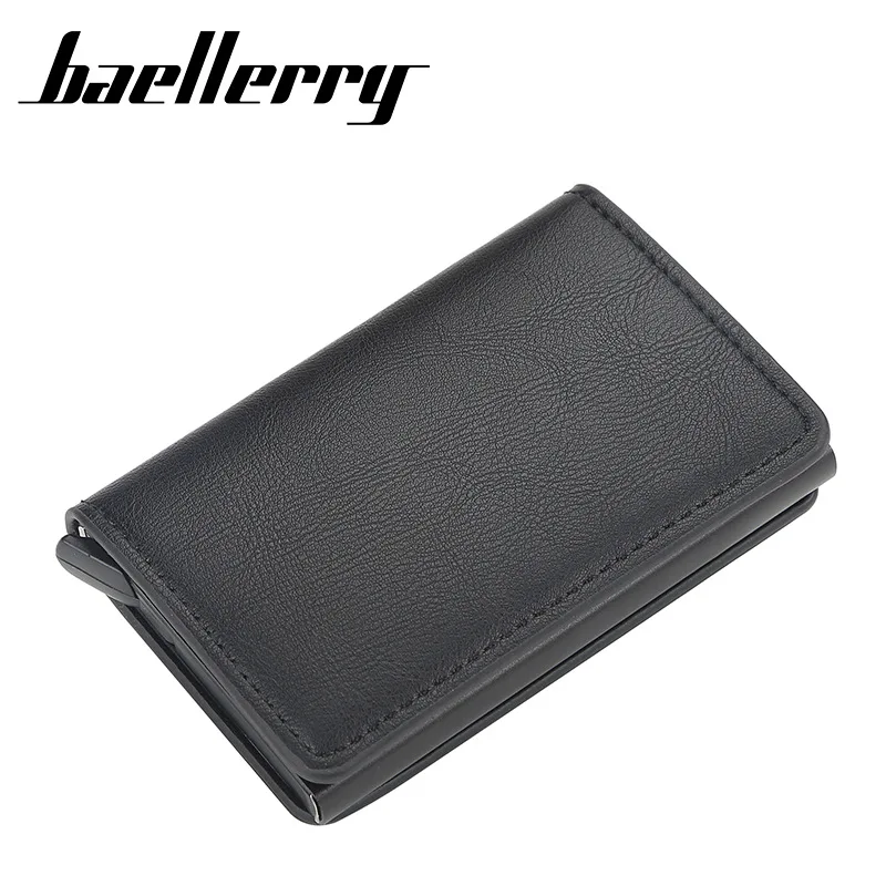 

Men Business PU Card Case Metal Aluminum Shell RFID Automatic Pop-up Card Holder Credit Card ID Card Storage Wallet