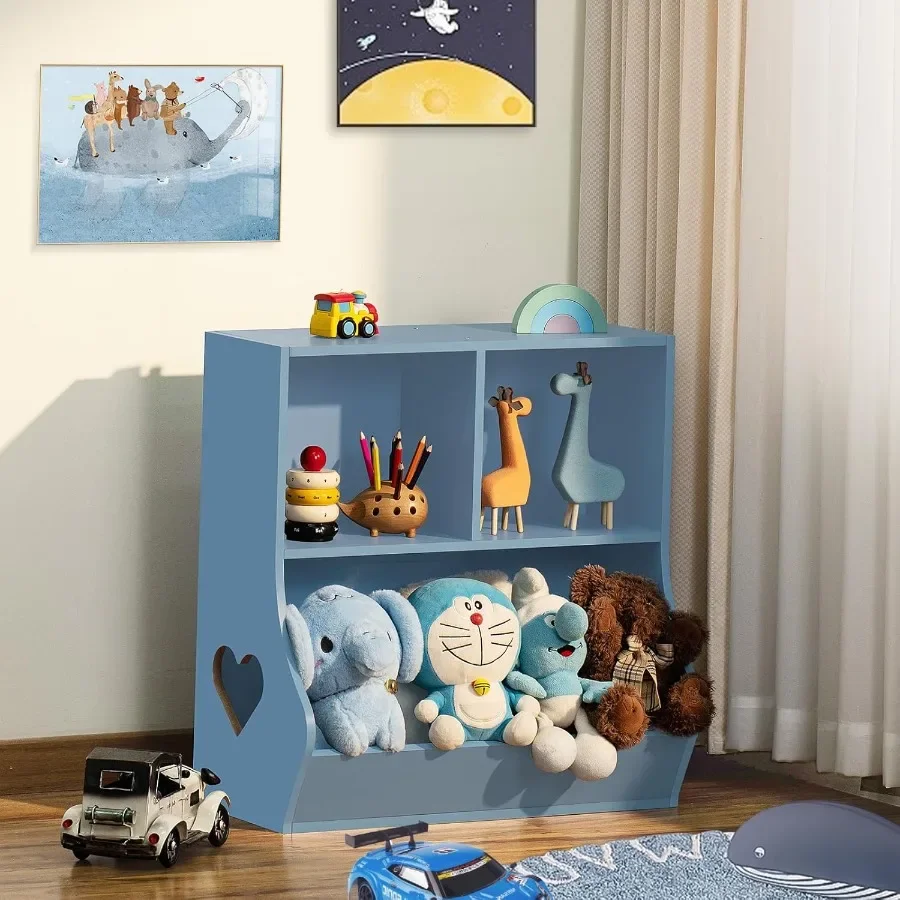 Houten 3Cubby boekenplank en opbergorganisator voor speelkamer, slaapkamer, kinderkamer en school, veilige en duurzame kast met 23,62'' Hei