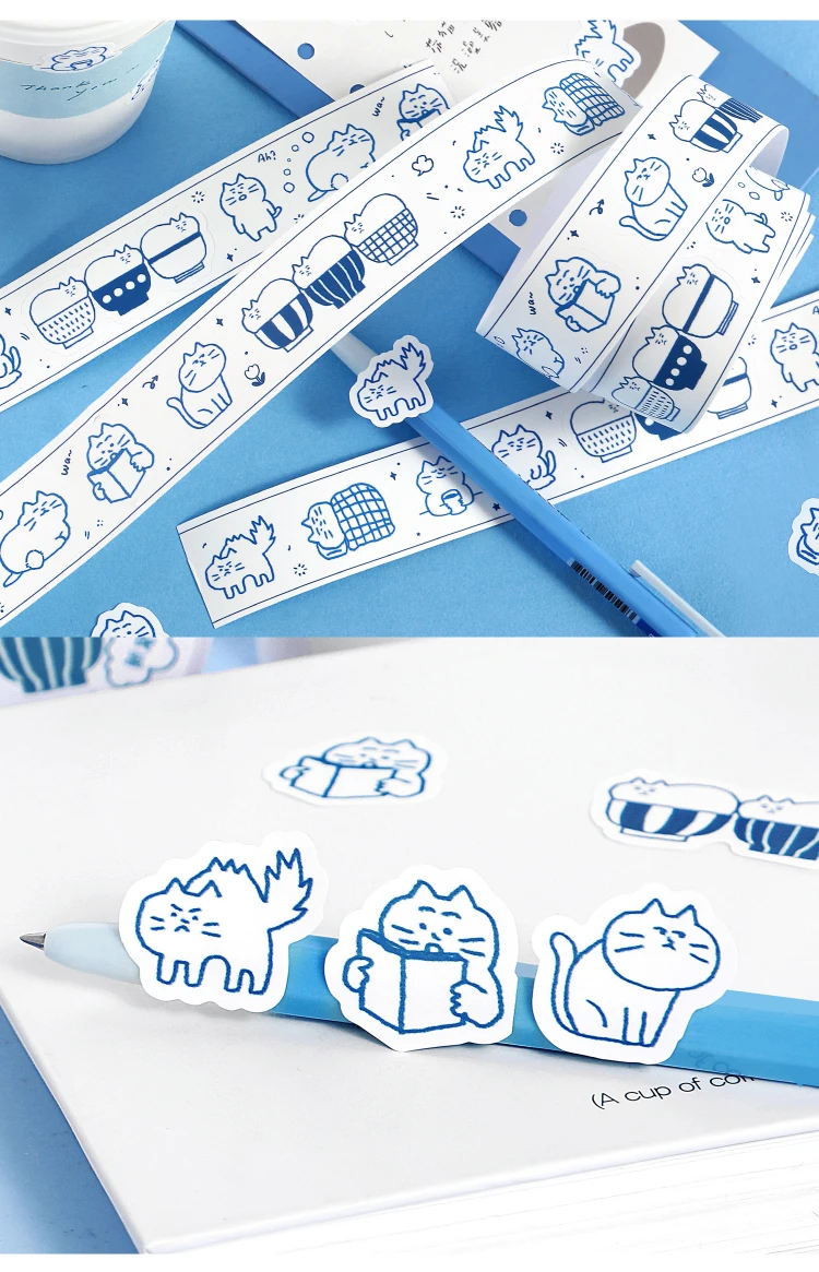 Niedliches Cartoon-Katzen-Washi-Tape im koreanischen Design, Matsugoda-Papierband für Schreibwaren, Büro, DIY-Bastelarbeiten und Dekoration – Detail 5